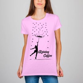 Camiseta Básica Mujer Cultura Cafetera, Cuello redondo,  Lluvia de café