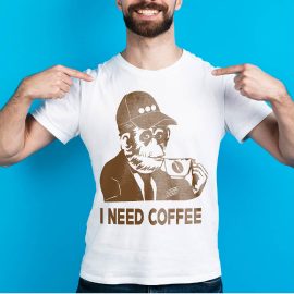 Camiseta básica Cultura Cafetera, Cuello redondo, I need coffee