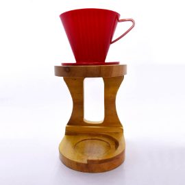 Base para preparar café por goteo en madera y artesanal, compatible con la mayoría de conos de filtrado tipo V60