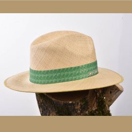 Sombrero Gobelino Natural Ala 6 Tejido Extrafino – Cinta verde